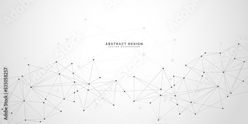 Abstract polygonal background with connecting dots and lines.Molecular structure with particles.  Vector technology background.Global network connection. 