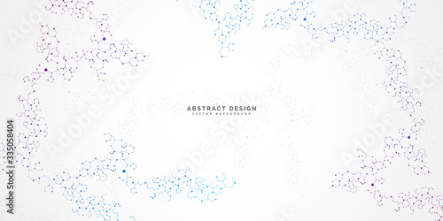 Abstract polygonal background with connecting dots and lines.Molecular structure with particles.  Vector technology background.Global network connection. 