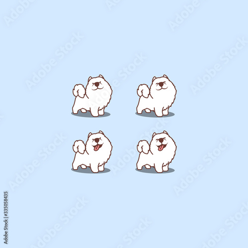 Canvas Print Cute samoyed dog cartoon set, vector illustration