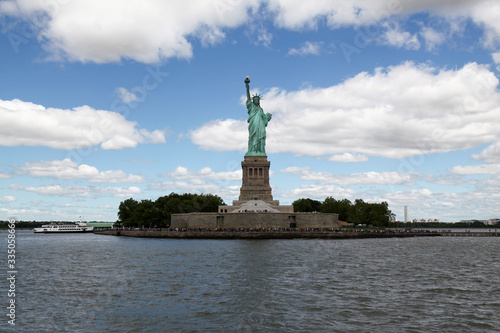 New york ,USA-June 15 ,2018:Tourist visit in front of the Statue of liberty is American landmark have famous in New York ,USA .