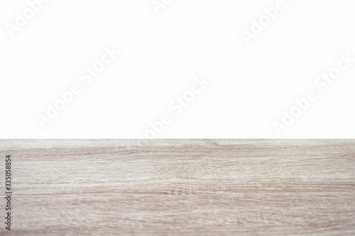 Striped wooden gray tabletop on white background