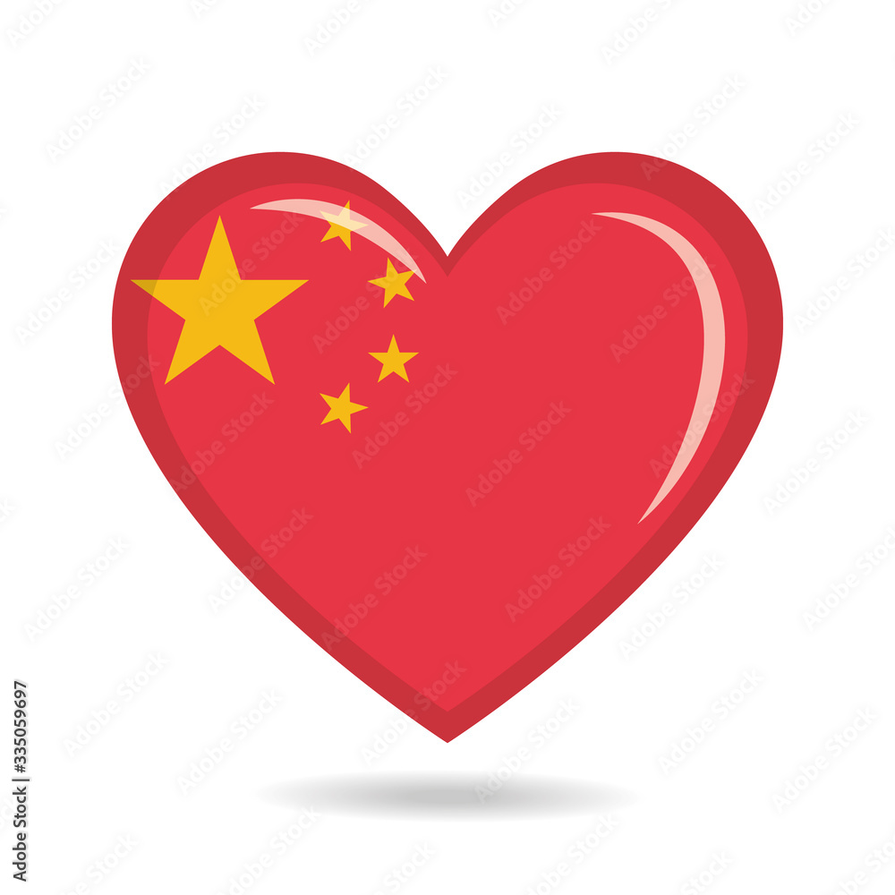 China national flag in heart shape vector illustration China national flag in heart shape vector illustration