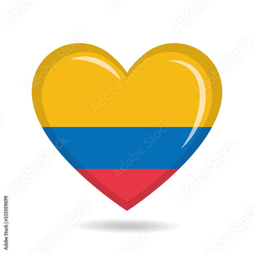 Free Download Colombia national flag in heart shape vector illustration - GFXLoad