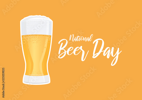National Beer Day with full glass of beer vector. Full glass of beer vector illustration. Fresh lager icon. Beer Day Poster. Important day