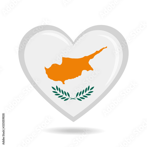 Cyprus national flag in heart shape vector illustration