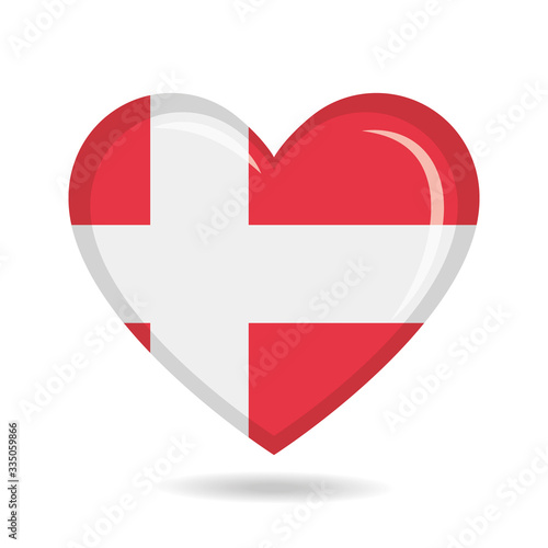 Free Download Denmark national flag in heart shape vector illustration - GFXLoad