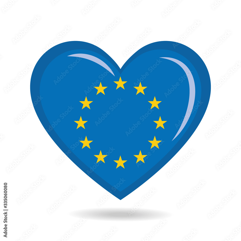 European Union flag in heart shape vector illustration European Union flag in heart shape vector illustration