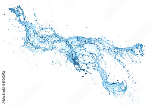 pure blue water splash isolated on white background