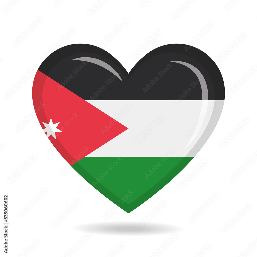 Jordan national flag in heart shape vector illustration Jordan national flag in heart shape vector illustration