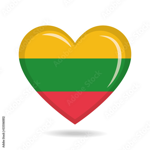 Free Download Lithuania national flag in heart shape vector illustration - GFXLoad