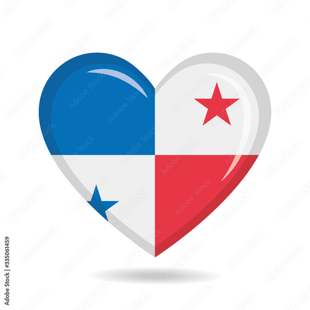 Panama national flag in heart shape vector illustration Panama national flag in heart shape vector illustration