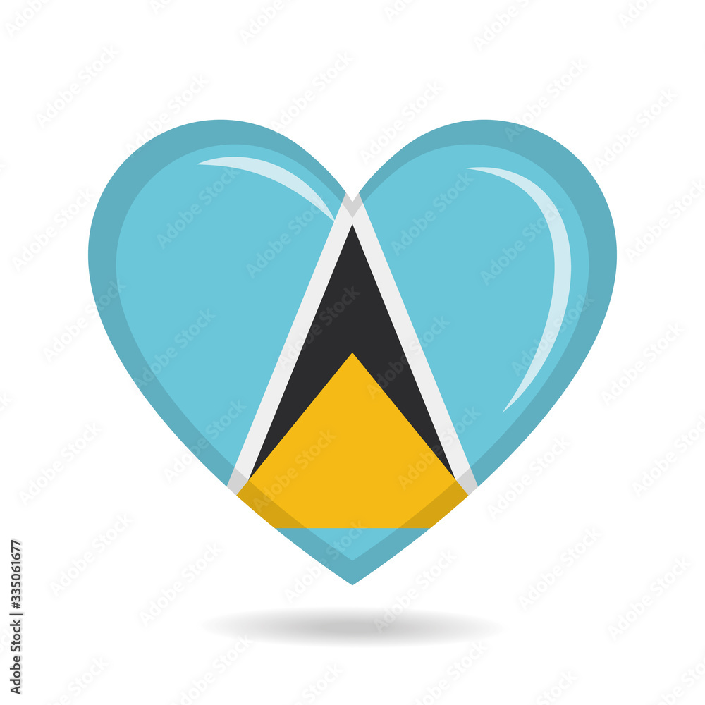 Saint Lucia national flag in heart shape vector illustration Saint Lucia national flag in heart shape vector illustration