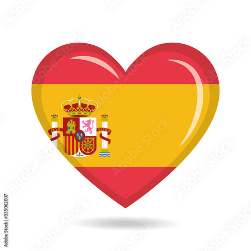 Spain national flag in heart shape vector illustration