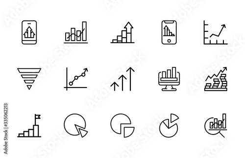 Modern thin line icons set of chart.
