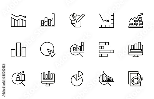 Vector line icons collection of diagram.