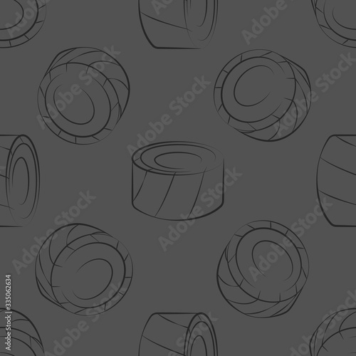 Vector seamless pattern with rolls, sushi. Beautiful food design elements. Linear texture.