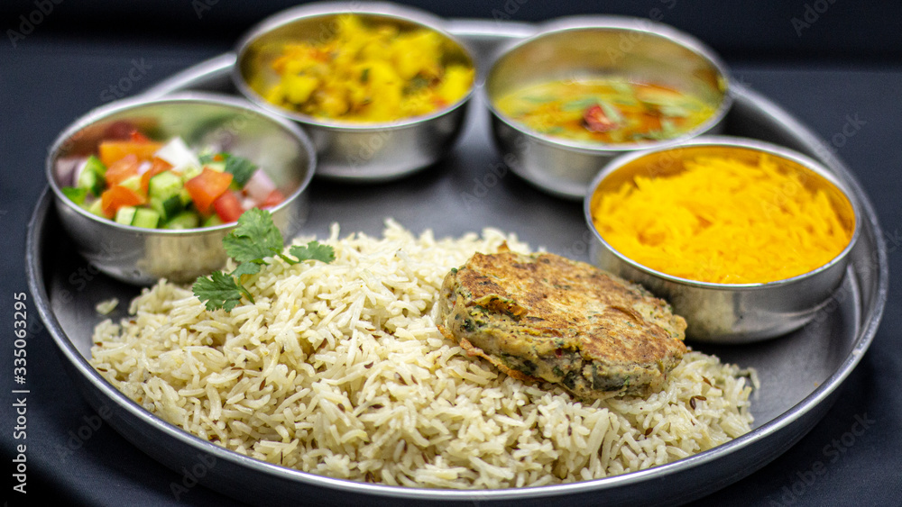 Rice Pulao with Cutlet salad and salan Rice Pulao with Cutlet salad and salan