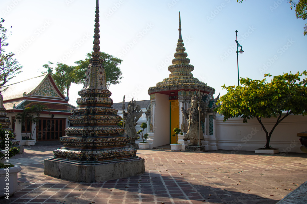 A beautiful view of Wat Pho buddhist temple in Bangkok, Thailand.