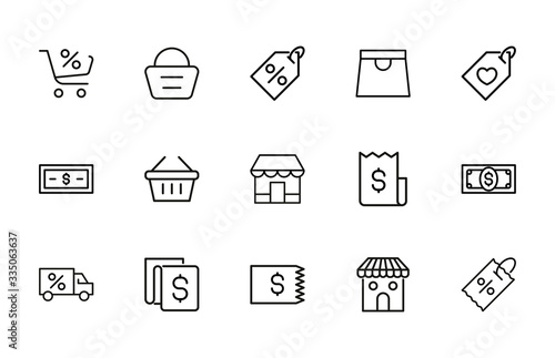 Modern thin line icons set of market.