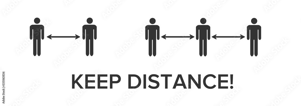 Keep distance from crowds or each other icon. Social distancing sign, can be used during coronavirus covid19 outbreak prevention VECTOR EPS 10 Keep distance from crowds or each other icon. Social distancing sign, can be used during coronavirus covid19 outbreak prevention VECTOR EPS 10