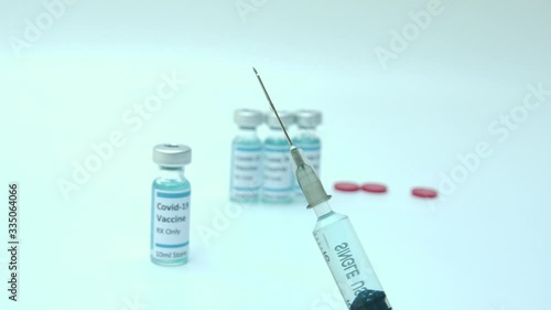 Coronavirus (Covid-19) vaccine in syringe