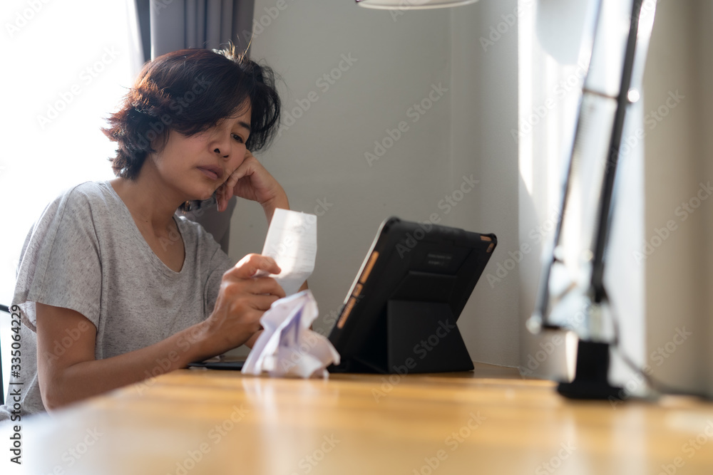 Work from Home concept , woman Self quarantine at home for Social Distancing Work from Home concept , woman Self quarantine at home for Social Distancing