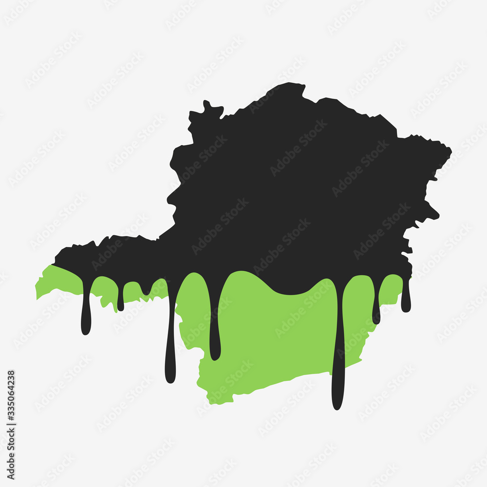 Map of Minas Gerais covered in oil. Oil pollution in Brazilian state. Conceptual. Map of Minas Gerais covered in oil. Oil pollution in Brazilian state. Conceptual.