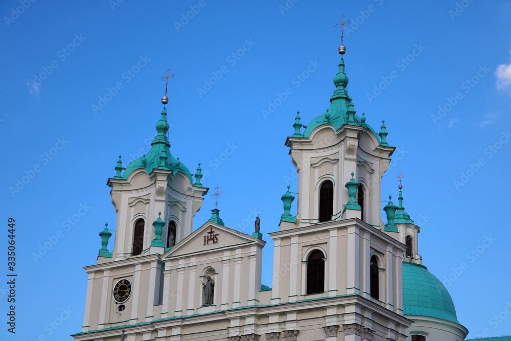 Famous landmark is St. Francis Xavier Cathedral in Grodno. Best destination for summer vacation in East Europe.