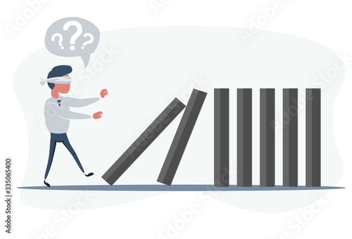 Domino effect - Business concept. Vector flat design illustration.