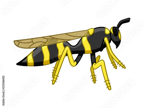 Cartoon style profile view wasp isolated illustration on white background