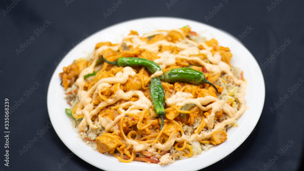 Pasta Rice and Noodles with Cream and chilli 
