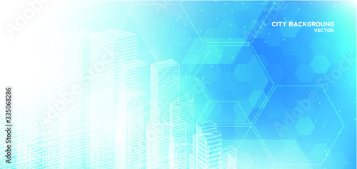 City background architectural with drawings of modern for use web, magazine or poster vector design.