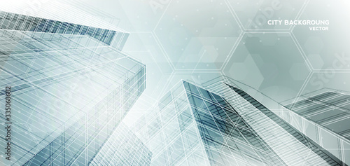 City background architectural with drawings of modern for use web, magazine or poster vector design.