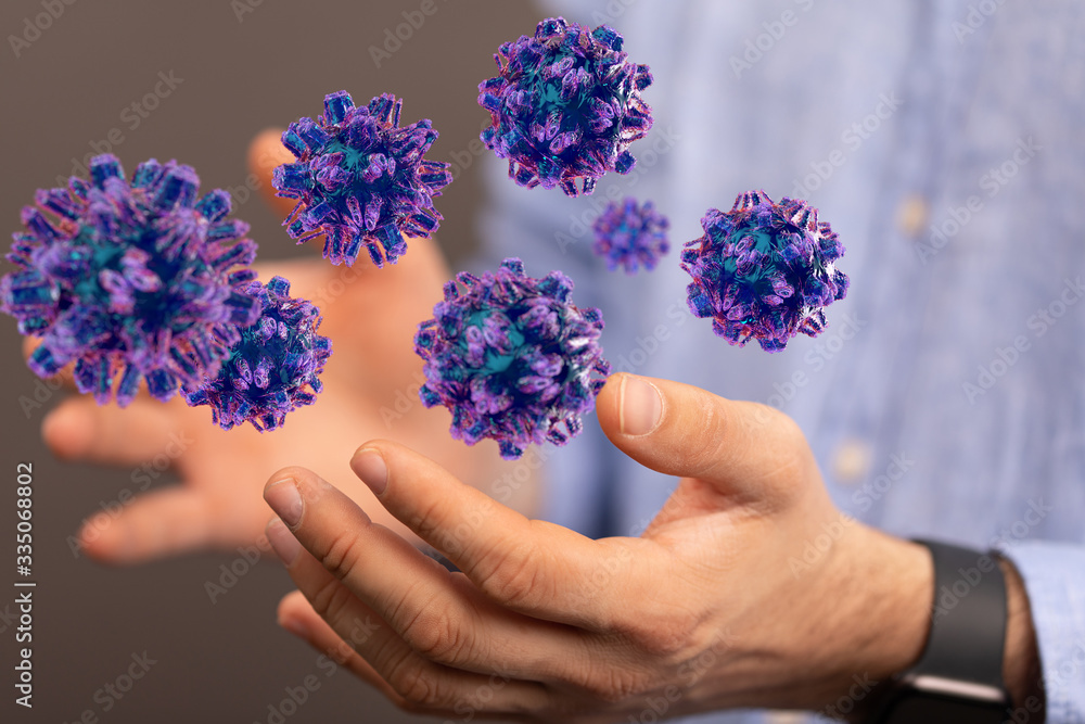 flu virus attack digital 3d epidemic. flu virus attack digital 3d epidemic.