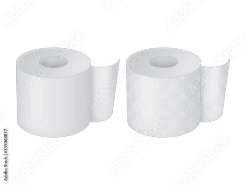 Set of toilet paper on a white background. Cartoon style. Vector illustration. Isolated on white.