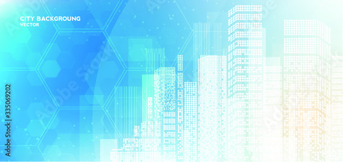 City background architectural with drawings of modern for use web, magazine or poster vector design.