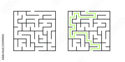 A 10-cell square maze with solution