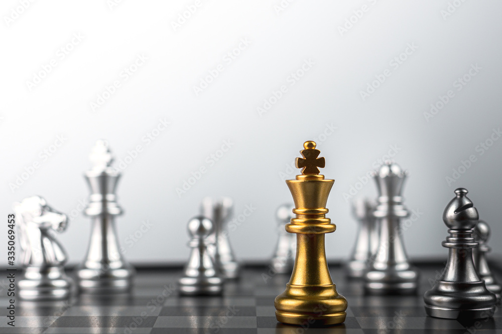 golden king chess standing encounter enemies. golden king chess standing encounter enemies.