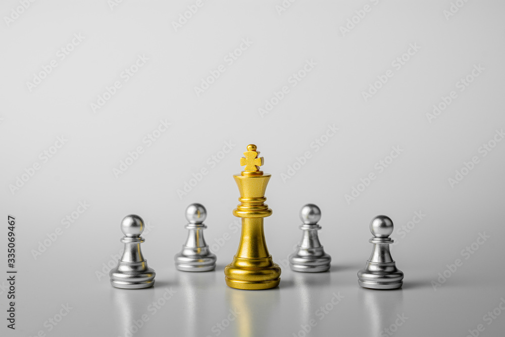 golden king chess standing encounter enemies. golden king chess standing encounter enemies.