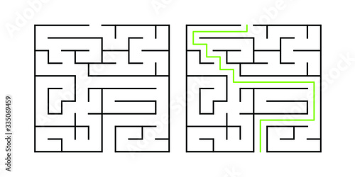 A 10-cell square maze with solution