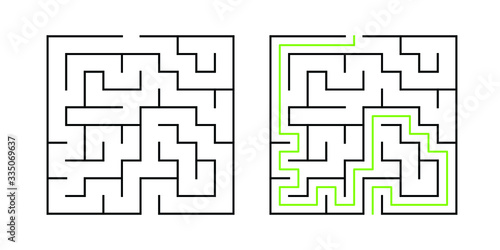 A 10-cell square maze with solution