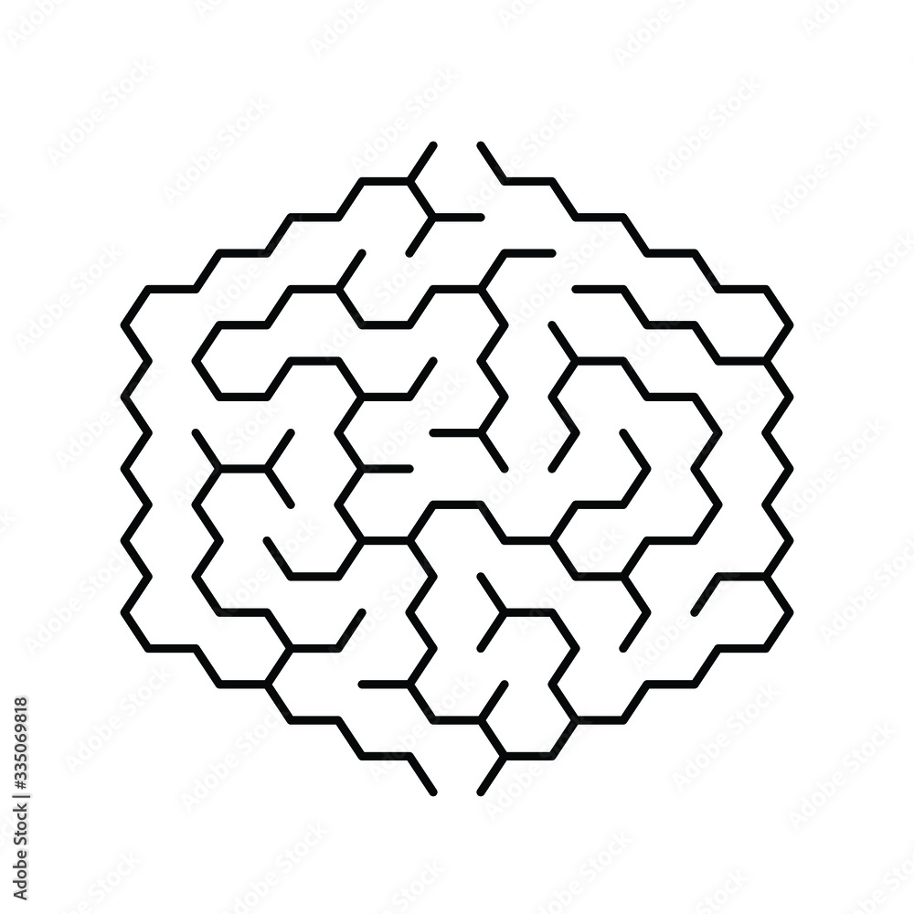 A 5-cell-wide hexagonal maze with no solution A 5-cell-wide hexagonal maze with no solution