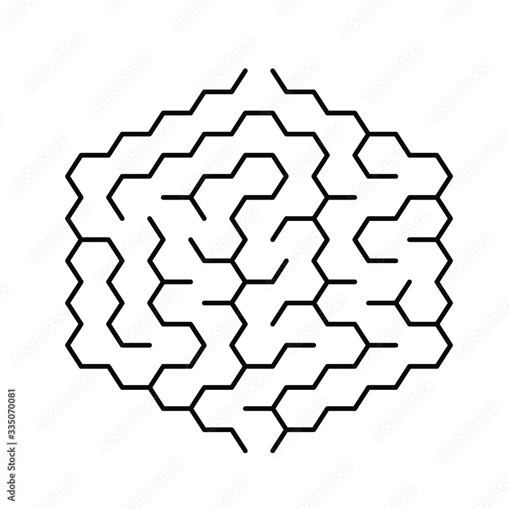 A 5-cell-wide hexagonal maze with no solution A 5-cell-wide hexagonal maze with no solution