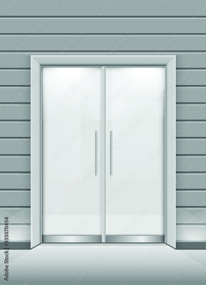 Fototapeta premium Double sliding glass doors with automatic motion sensor. vector design.