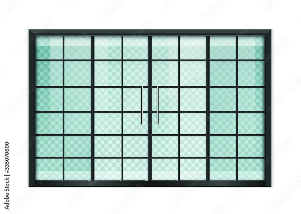 Double sliding glass doors with automatic motion sensor. vector design. Double sliding glass doors with automatic motion sensor. vector design.