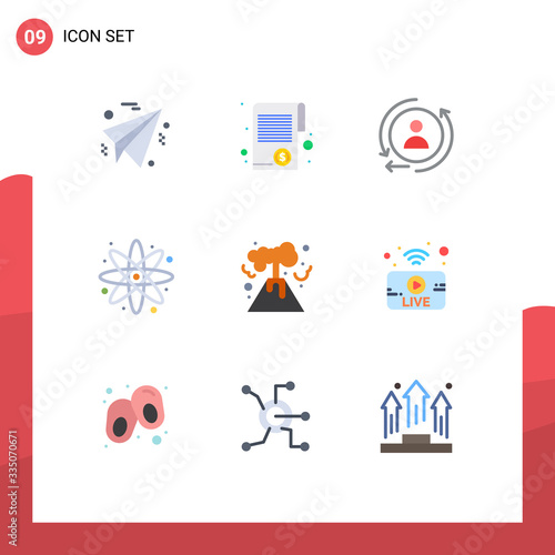 Set of 9 Modern UI Icons Symbols Signs for utube, nuclear, digital, energy, energy photo