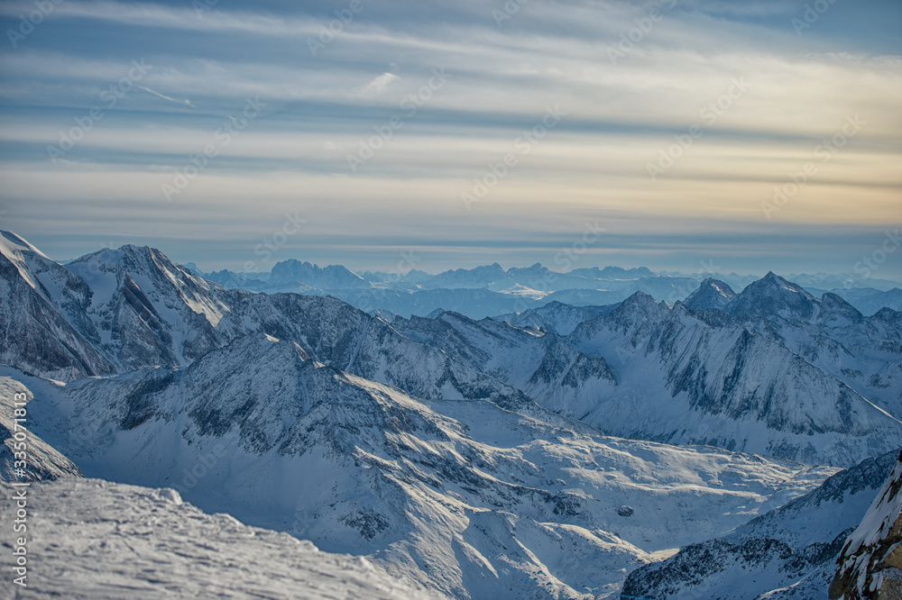 mountains in winter, view from Hintertux Austria