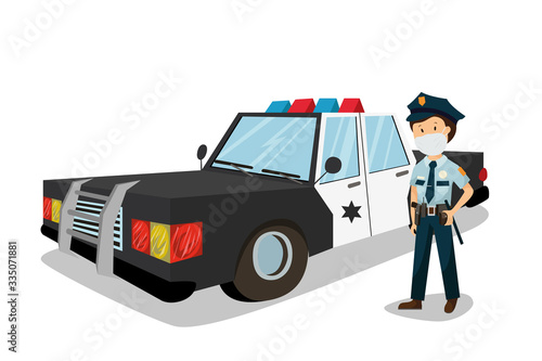 Put on a medical mask. The world is struggling with an outbreak of coronavirus. do not panic and stay home for your safety. take care of yourself. Vector graphics