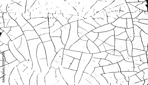 Cracked Surface Grunge Texture Vector. Uneven Overlay. Distressed Grungy Effect. Vector Illustration.Black Isolated on White Background. EPS 10.