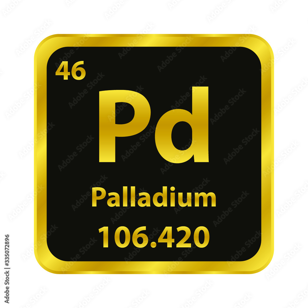 Palladium  Pd chemical element icon. The chemical element of the periodic table. Sign with atomic number. 